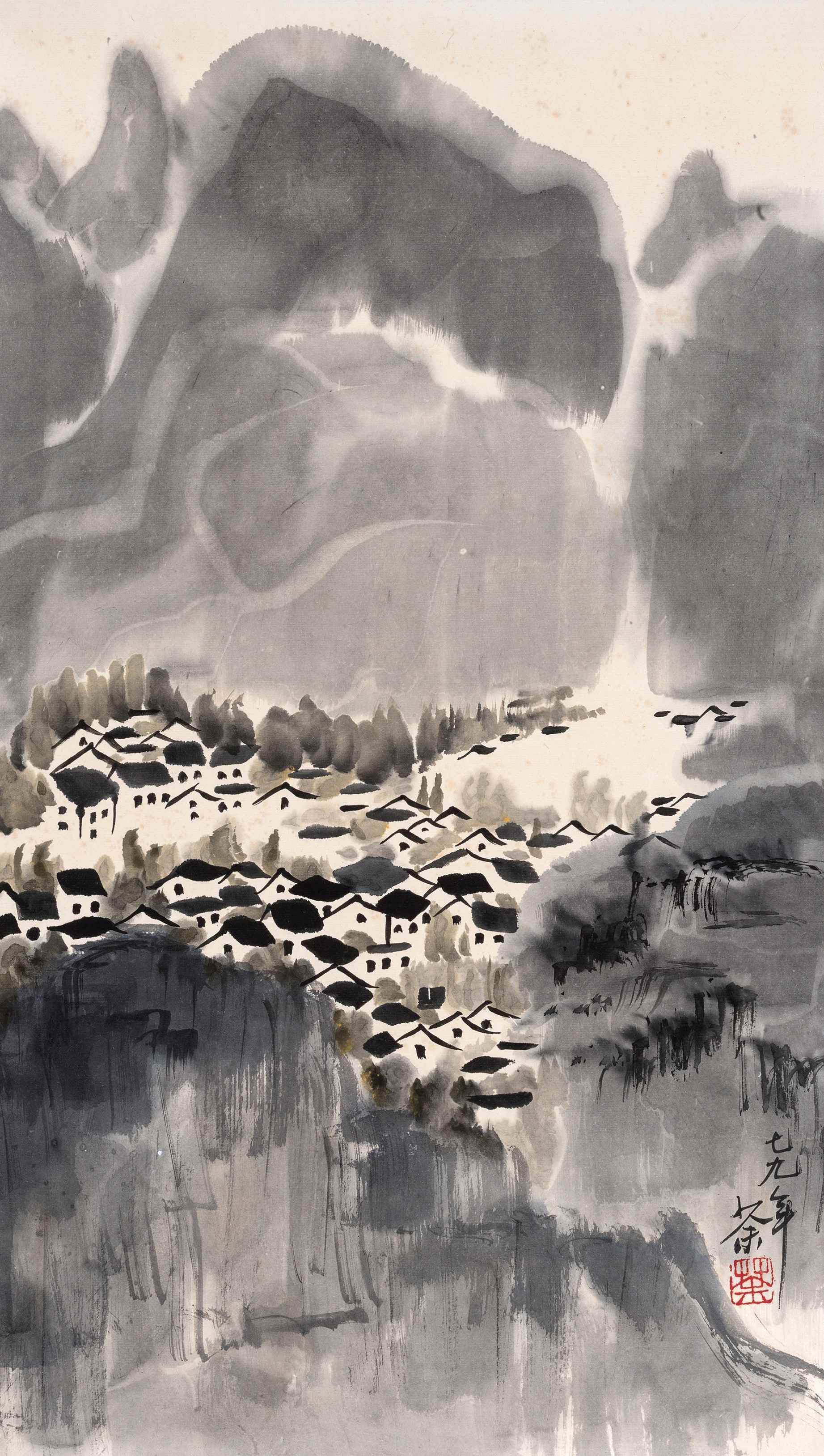吴冠中（1919-2010) 水乡